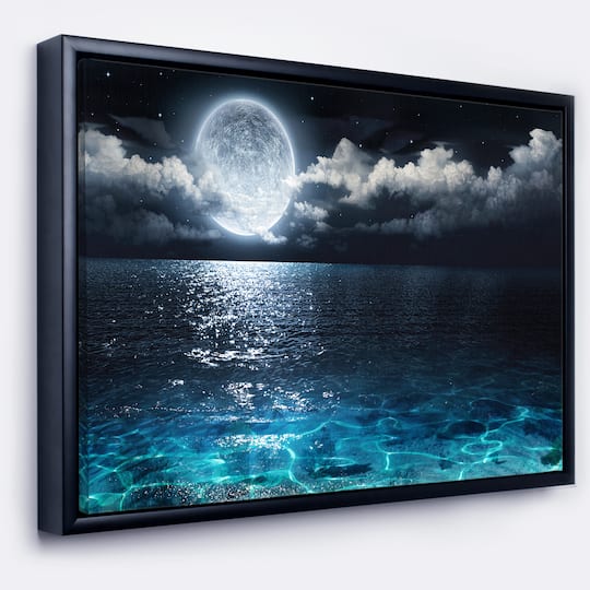 Designart - Romantic Full Moon Over Sea